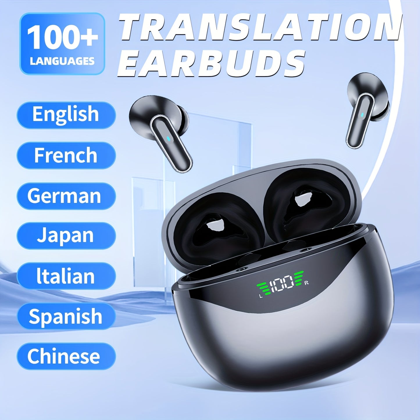 Real-Time Translation Earbuds by LIFEBEE, Wireless Translator Device for Travel & Business, Ideal Gift with APP for iOS & Android