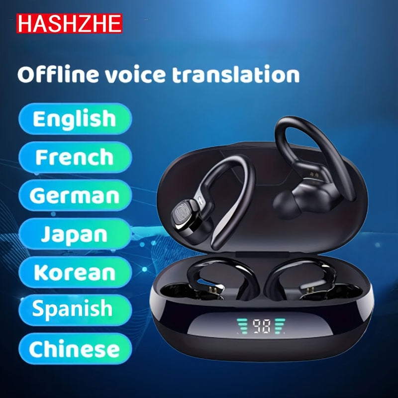 Hashzhe'S New Translation Headphones Support 144 Languages, Featuring a Type-C Wireless Charging Case And Built-In Microphone. These Wireless Headphones Offer Exceptional Value, with an Extended Battery Life And Precise Trans