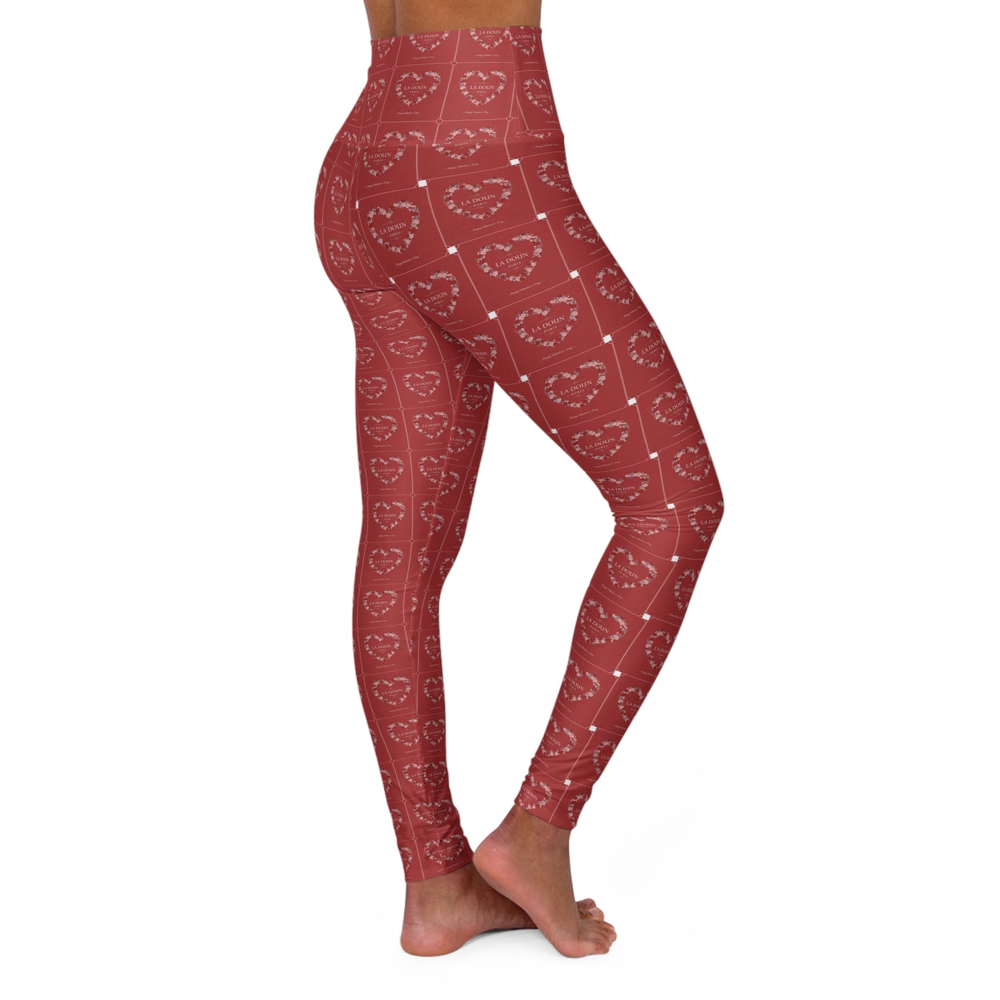 Heart Pattern High Waisted Yoga Leggings for Active Lifestyle