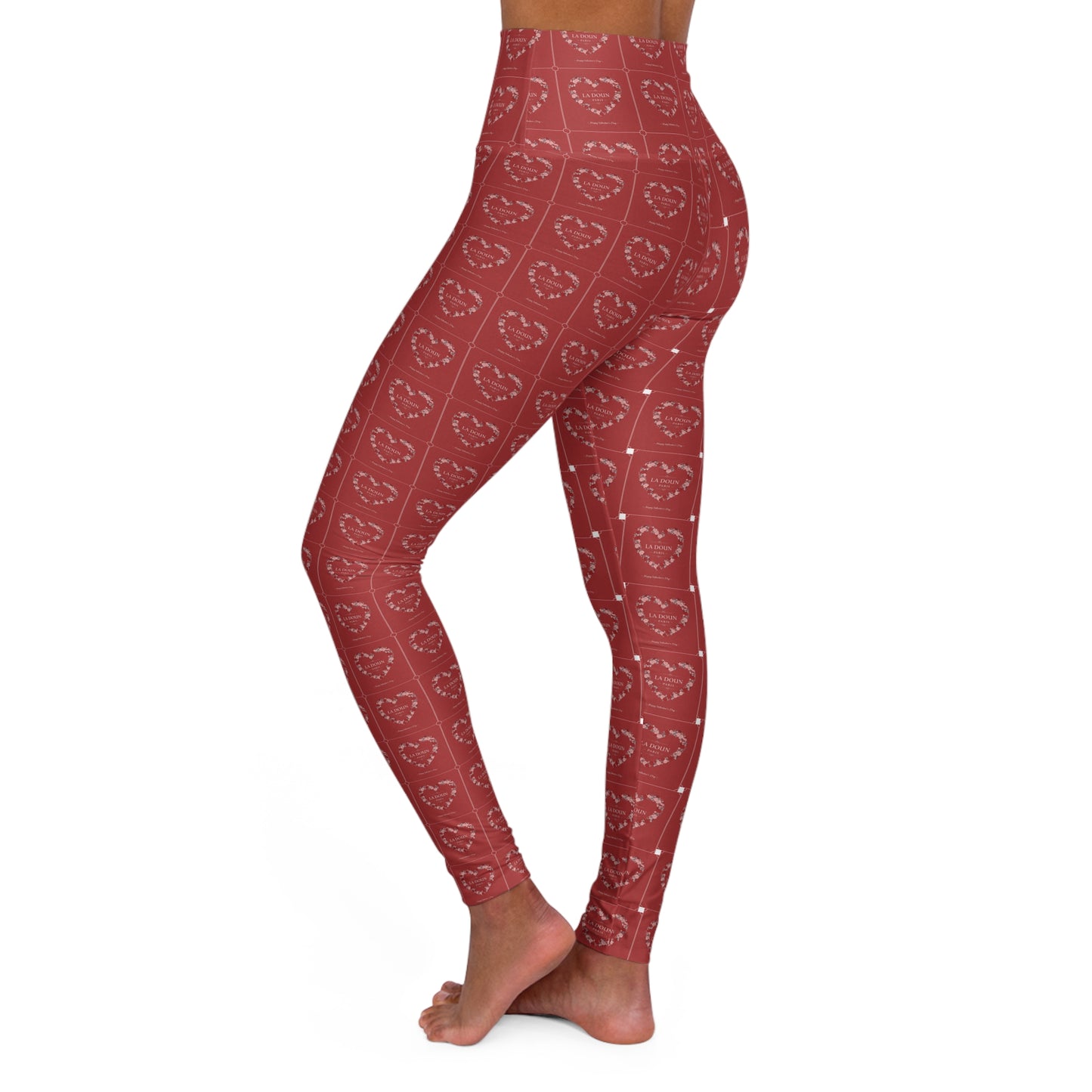 Heart Pattern High Waisted Yoga Leggings for Active Lifestyle