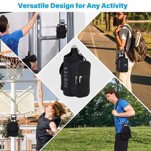 1pc Neoprene Multifunctional Gym Bag with Magnetic Water Bottle Holder - Adjustable Strap & Phone Pocket, Ideal for Men & Women - Perfect for Workouts & Outdoor Activities, Small Fitness Pack