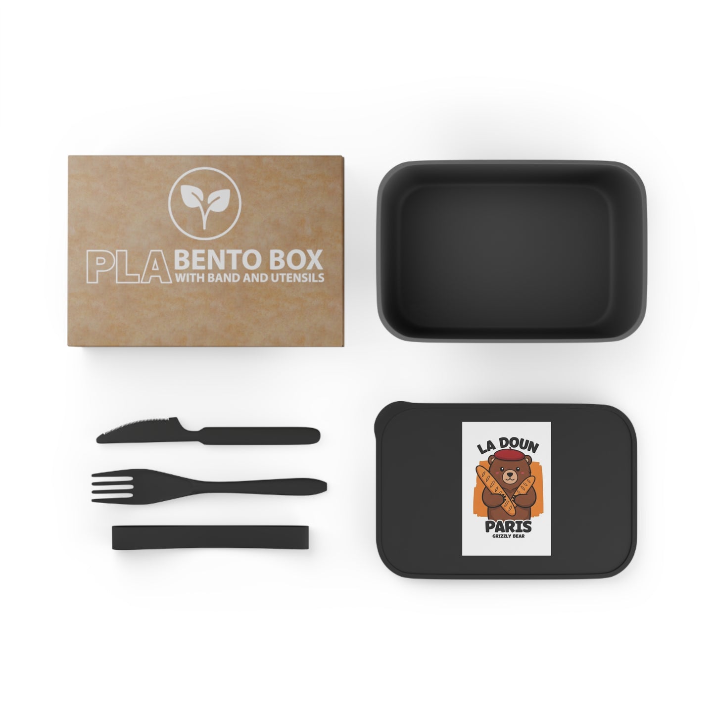 Cute Grizzly Bear Bento Box with Utensils - Perfect for Lunch on the Go!