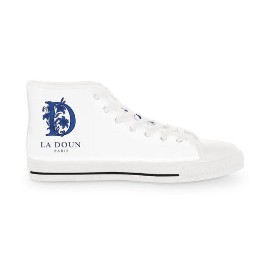 Men's High Top Sneakers - Casual Street Style with Blue Graphic Design