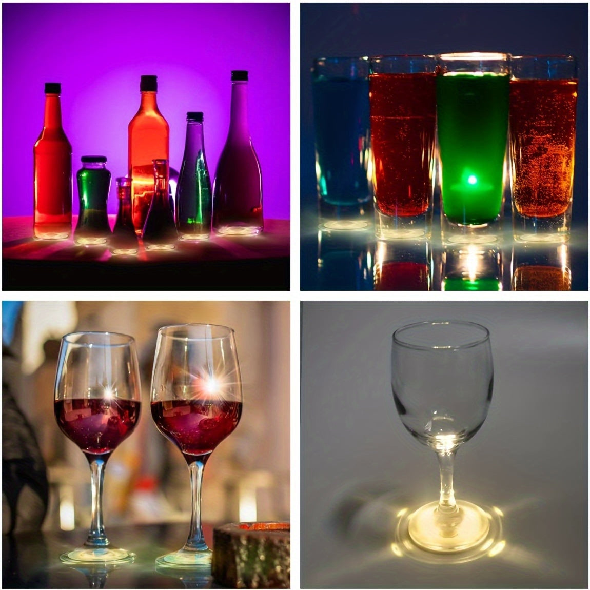 6pcs/12pcs, LED Luminous Bottle Stickers and Coasters for Parties and Celebrations - Creative and Eye-Catching Decorations,Suitable for,Bedroom,Wedding,Birthday Party,Game Room,Anniversary,Valentine'S Day,Christmas Home Decor