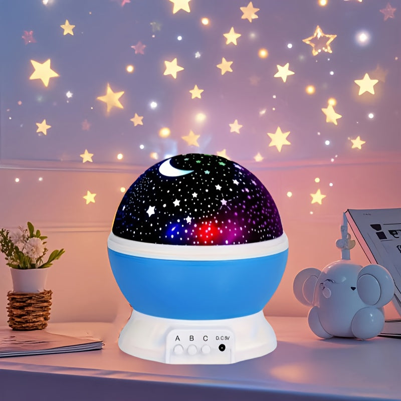 Starry Sky Night Light Projector with Moon & Stars - USB-Powered 360° Rotatable Lamp with 9 Color Modes, Perfect Gift for Teens and Adults, Blue Plastic Material