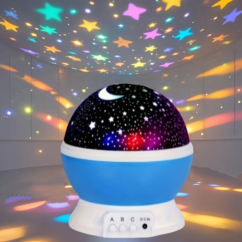 Starry Sky Night Light Projector with Moon & Stars - USB-Powered 360° Rotatable Lamp with 9 Color Modes, Perfect Gift for Teens and Adults, Blue Plastic Material