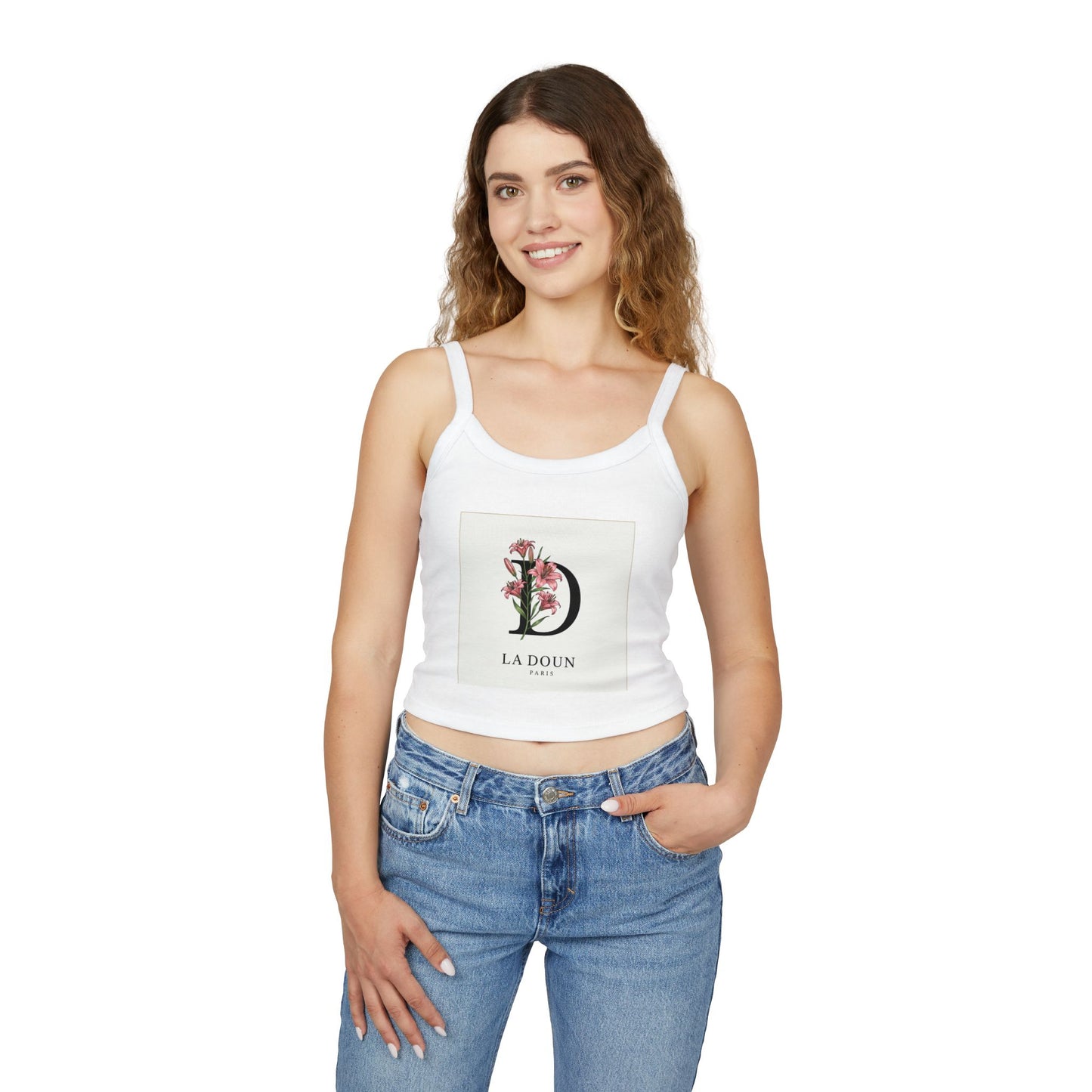 Floral Initials Women's Spaghetti Strap Tank Top - Stylish Summer Wear