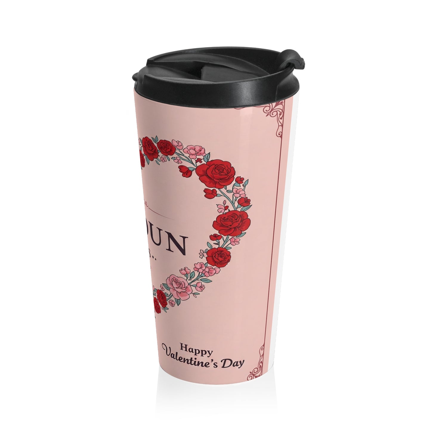 Valentine's Day Floral Stainless Steel Travel Mug - Perfect Gift for Her