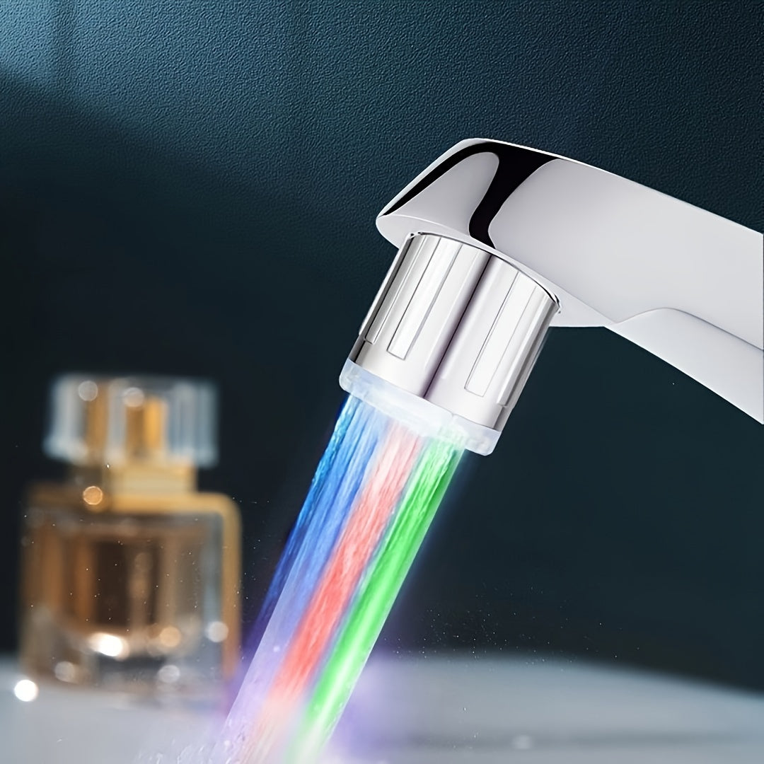 1pc LED Faucet Aerator with 7 Color Temperature Control, Hot & Cold Glow Nozzle, 2.36cm Plastic Adapter, Water-Powered Lighting Accessory – Perfect for Christmas & Halloween Gifts