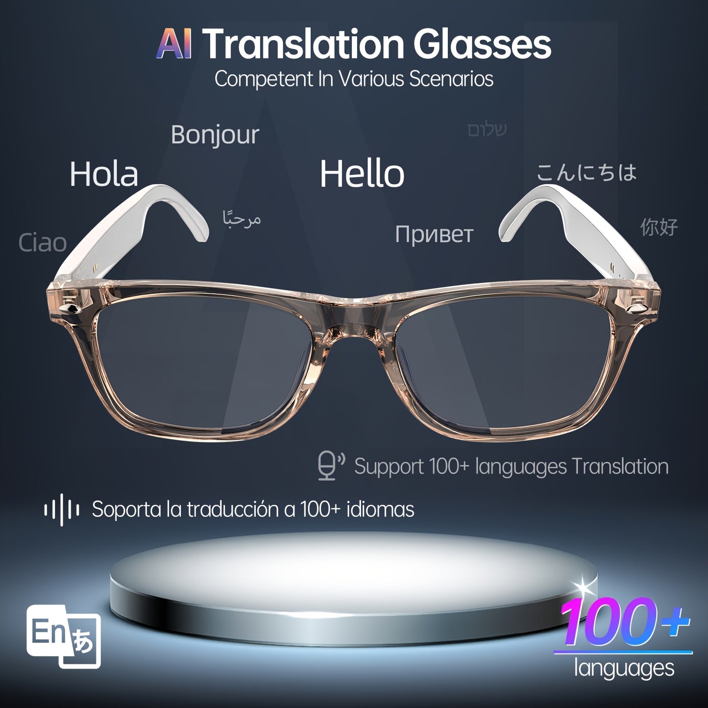 LIFEBEE 2025 New Translator Smart Wireless Glasses, Multifunctional Glasses That Support Translation in Over 100 Languages, Featuring Wireless Calling, Music Playback, And Real-Time Video Voice Translation for Both Men And Wo