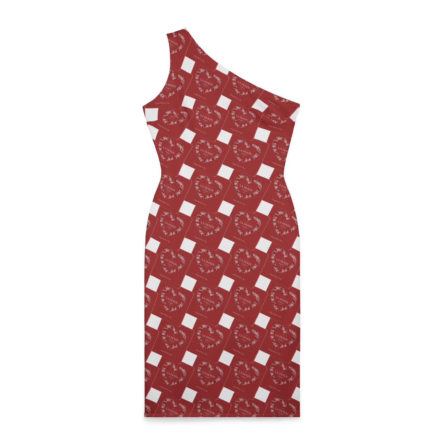 Chic Shoulder Dress with Bold Geometric Pattern