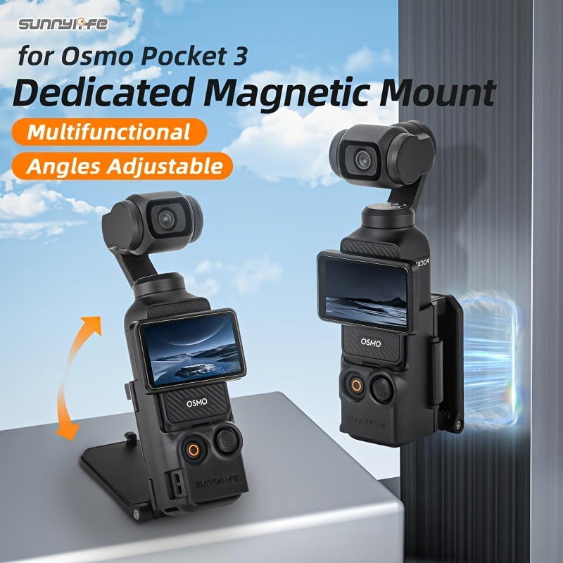 Sunnylife Magnetic Mount for DJI Osmo Pocket 3, Adjustable Angle, Multifunctional, Rectangular Shape, Plastic Material, V-Log Accessory (Camera Not Included)