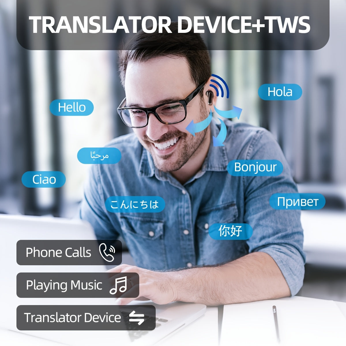 LIFEBEE Translation Earbuds, a Portable Headset Designed for Comfort, Comes with an App for Music And Calls, Is USB Rechargeable, And Serves As a Wireless Translator Device, Making It a Perfect Gift Option.