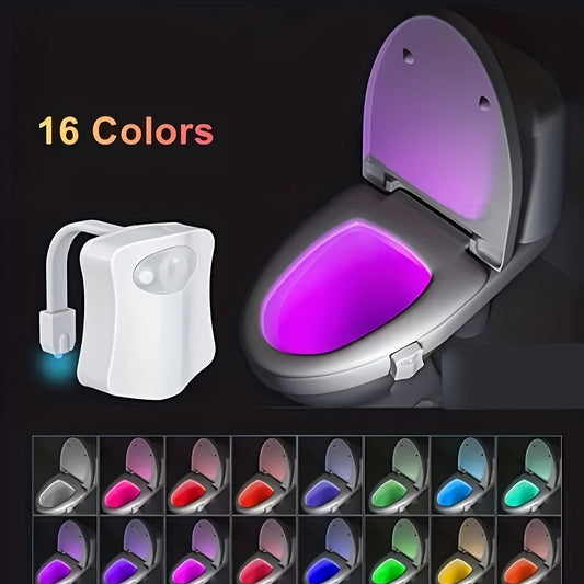 16 Colors Human Motion Sensor Toilet Seat Light Inside Toilet Bathroom Night Light For Toilet Bowl Gift，16 Color-Changing LED Light With InfraredMotion Sensor Automatic On/Off, Fun Party Ambiance For Late-NightBathroom Trip