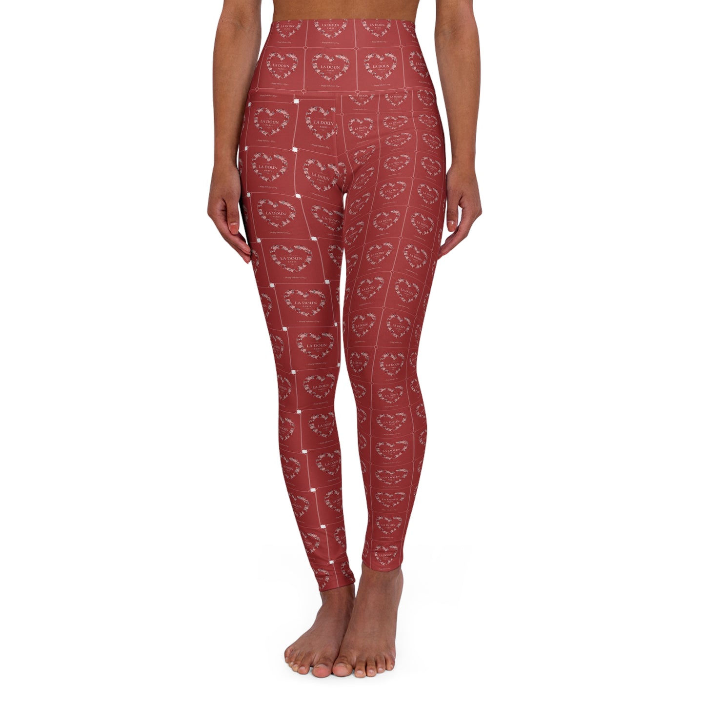 Heart Pattern High Waisted Yoga Leggings for Active Lifestyle