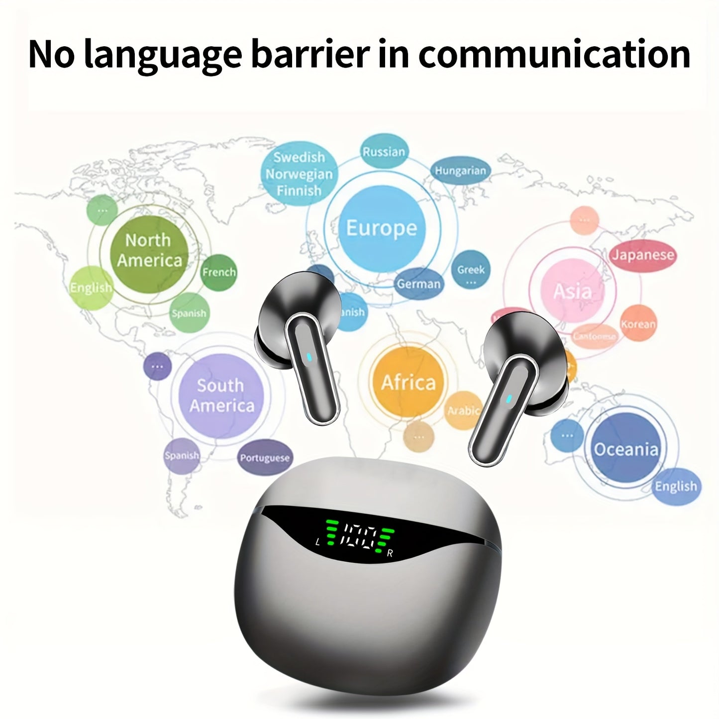 Real-Time Translation Earbuds by LIFEBEE, Wireless Translator Device for Travel & Business, Ideal Gift with APP for iOS & Android