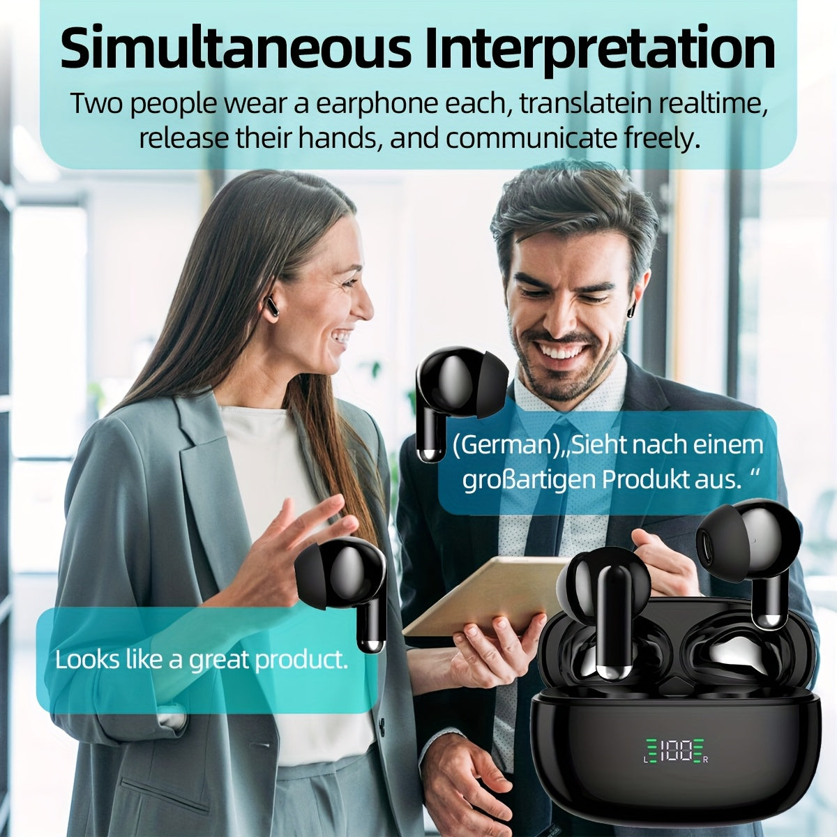 LIFEBEE Translation Earbuds, a Portable Headset Designed for Comfort, Comes with an App for Music And Calls, Is USB Rechargeable, And Serves As a Wireless Translator Device, Making It a Perfect Gift Option.