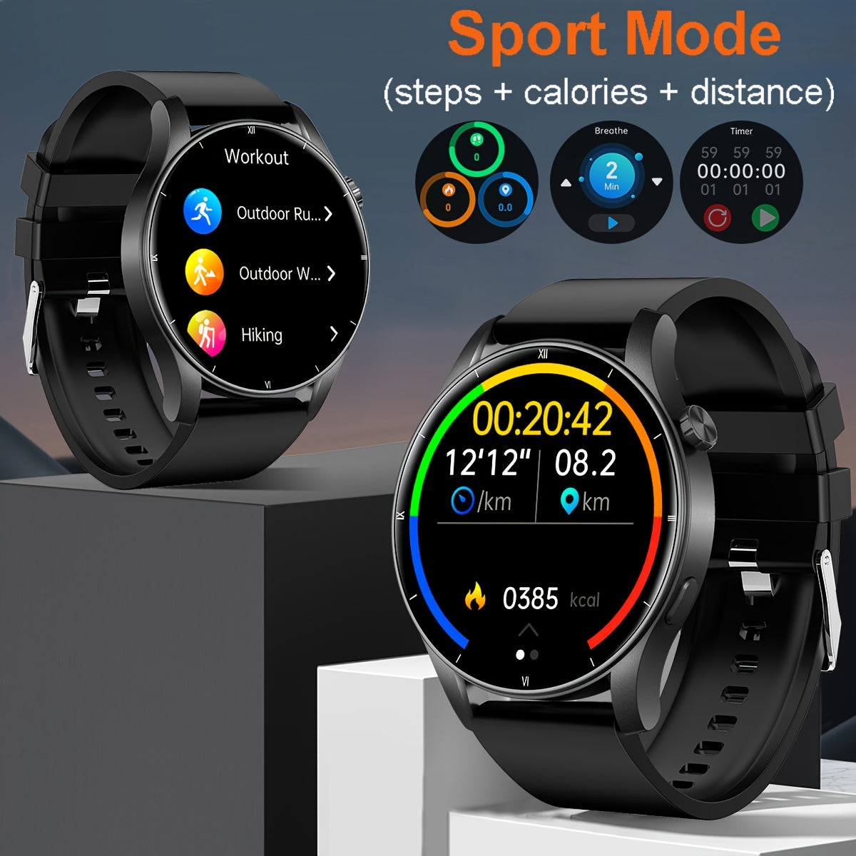 Coiusor Smartwatch for Men -, Touch Screen, Wireless Connectivity, 300mAh Rechargeable Battery, USB Charging, Silicone Band