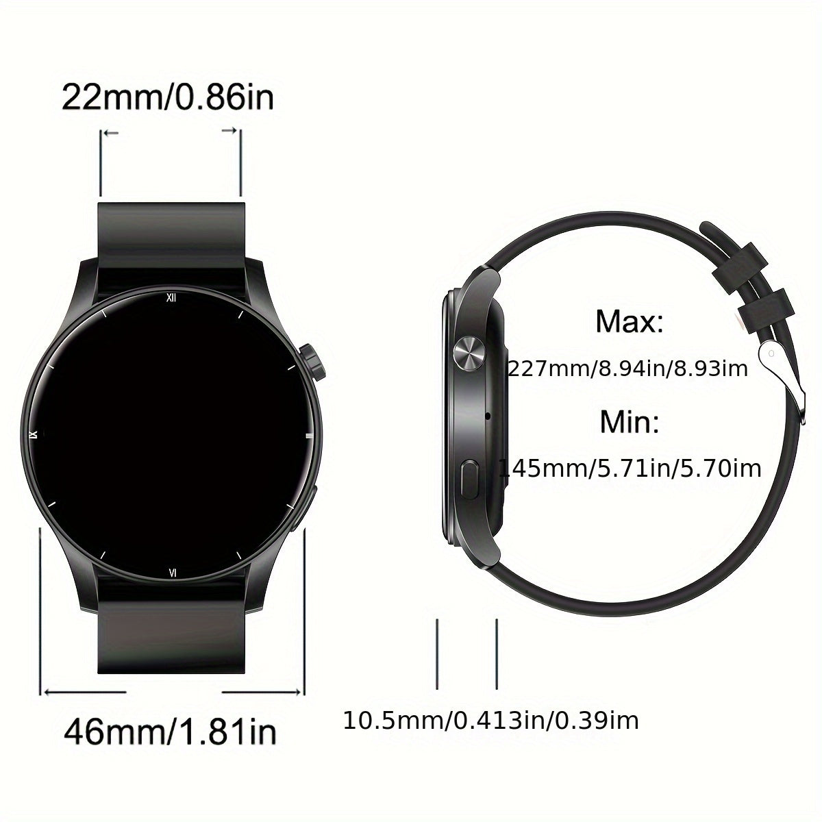 Coiusor Smartwatch for Men -, Touch Screen, Wireless Connectivity, 300mAh Rechargeable Battery, USB Charging, Silicone Band