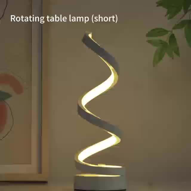 Spiral LED Table Lamp, Dimmable Gooseneck Metal Desk Light with Push Button Control, USB Powered, Adjustable Lighting, Polished Finish, for Office, Bedroom, Living Room - Gift Idea