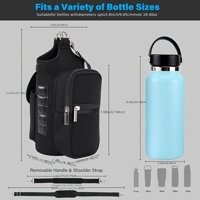 1pc Neoprene Multifunctional Fitness Bag with Magnetic Water Bottle Holder, Adjustable Strap & Phone Pocket, Unisex, Ideal for Workouts & Outdoor Activities, Small Gym Pouch - Perfect for Valentine'S Day, Easter, Independence