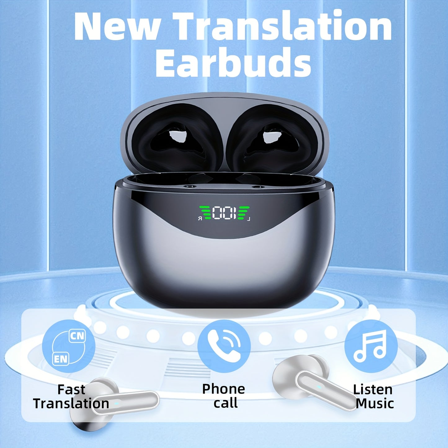 Real-Time Translation Earbuds by LIFEBEE, Wireless Translator Device for Travel & Business, Ideal Gift with APP for iOS & Android