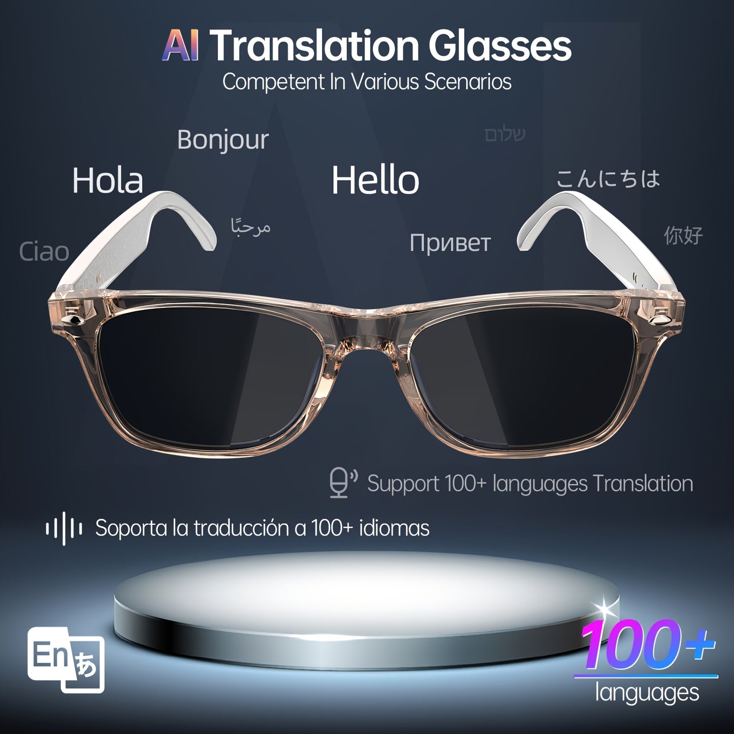 LIFEBEE 2025 New Translator Smart Wireless Glasses, Multifunctional Glasses That Support Translation in Over 100 Languages, Featuring Wireless Calling, Music Playback, And Real-Time Video Voice Translation for Both Men And Wo