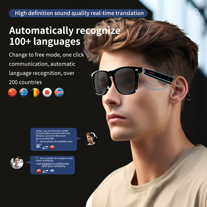 LIFEBEE 2025 New Translator Smart Wireless Glasses, Multifunctional Glasses That Support Translation in Over 100 Languages, Featuring Wireless Calling, Music Playback, And Real-Time Video Voice Translation for Both Men And Wo