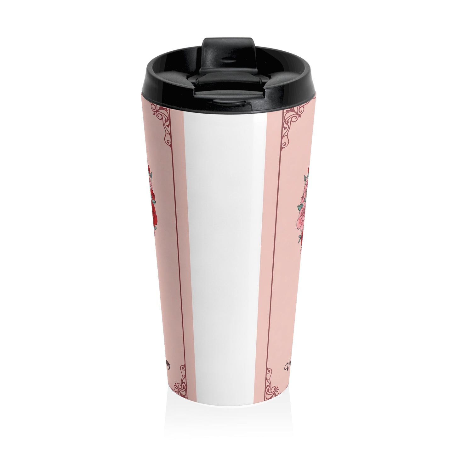 Valentine's Day Floral Stainless Steel Travel Mug - Perfect Gift for Her