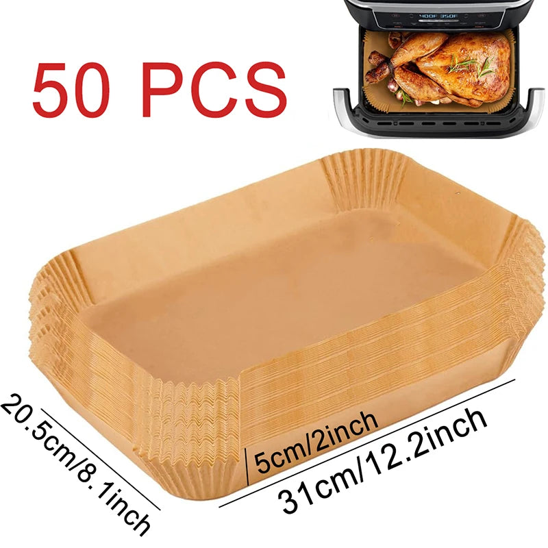 Rectangle Disposable Air Fryer Paper Non-Stick Airfryer Baking Paper Liner Oilproof Oven Pad Mat for Ninja Foodi DualZone Basket