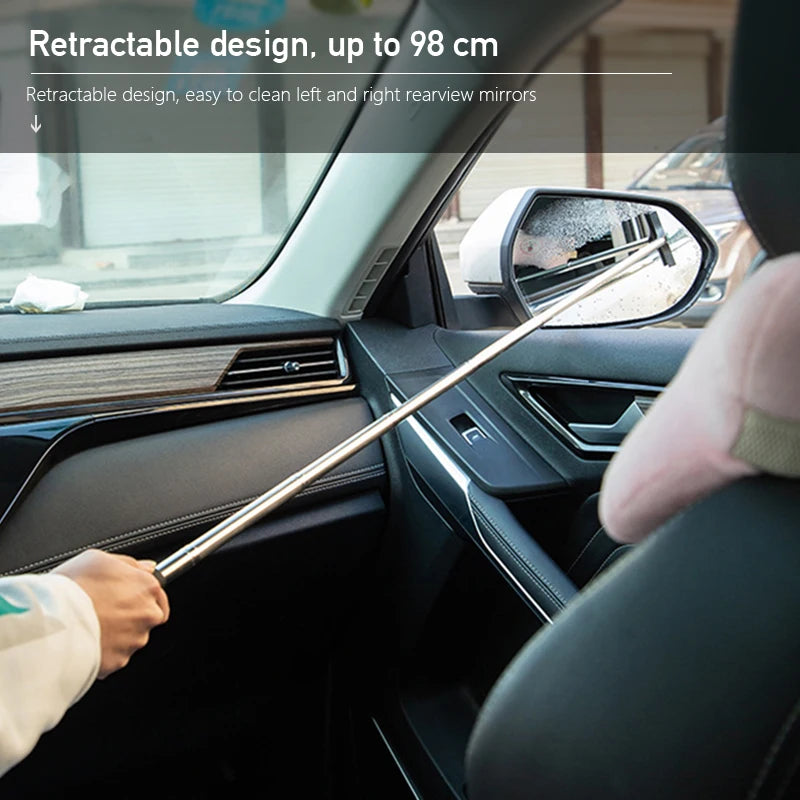 SEAMETAL Car Telescopic Rearview Mirror Squeegee Portable Rainy Glass Window Handheld Wiper Car Side Mirror Cleaning Tool