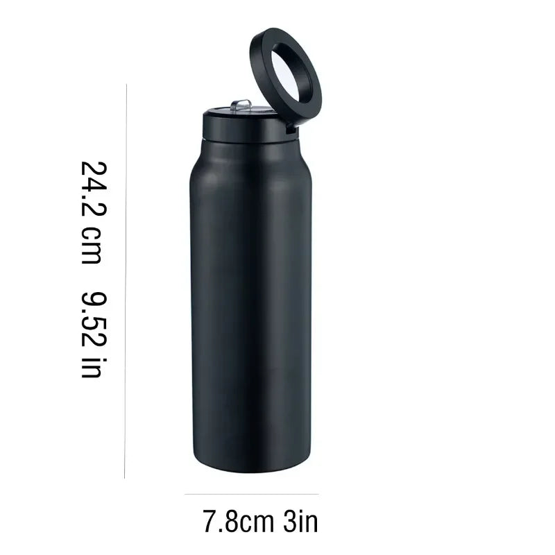 24 Oz Insulated Stainless Steel Sports Bottle Insulated Mug with Magnetic Phone Holder Outdoor Sports Water Bottle