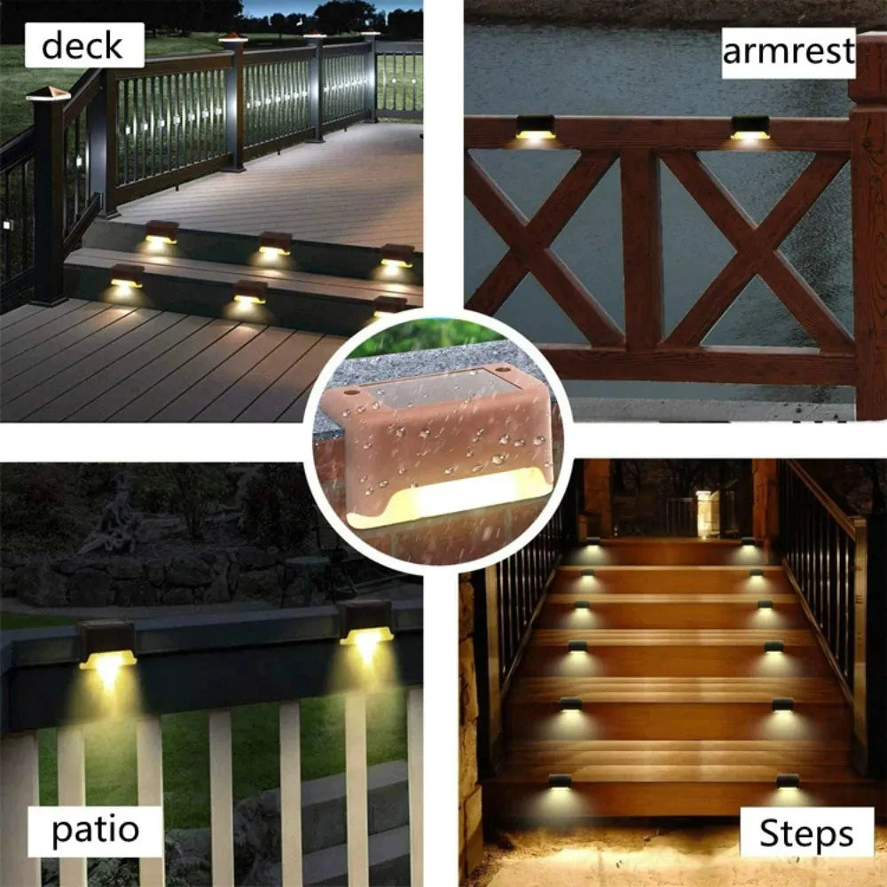 4/16Pack LED Solar Stair Light Lamp Waterproof Passage Courtyard Guardrail Step Night Light for Outdoor Garden Borders Terrace