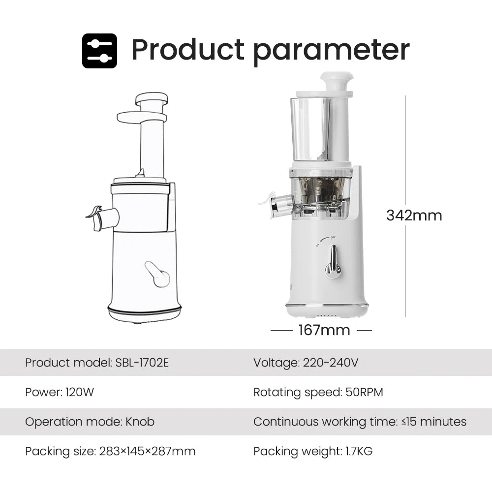 Mini Slow Juicer Portable Electric Juice Extractor Lemon Fruit Juice Maker Blender Easy Clean Can Make Ice Cream  Mini-Pro