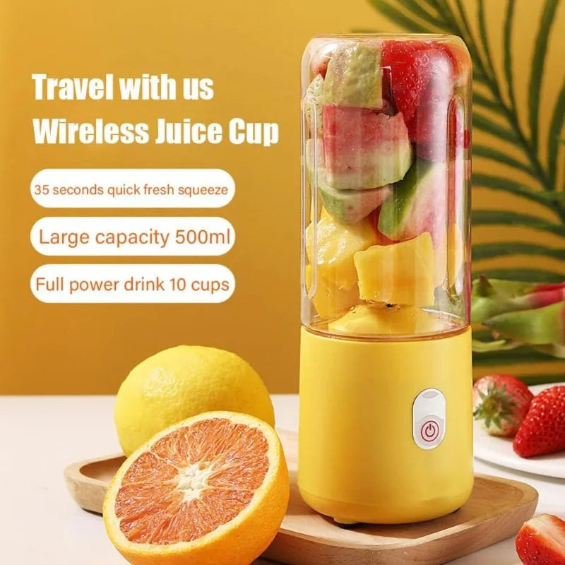 Portable Blender Cup,Mini Blender Portable,Personal Blender For Shakes And Smoothies 500ml For Making Fruit Juices And Smoothies