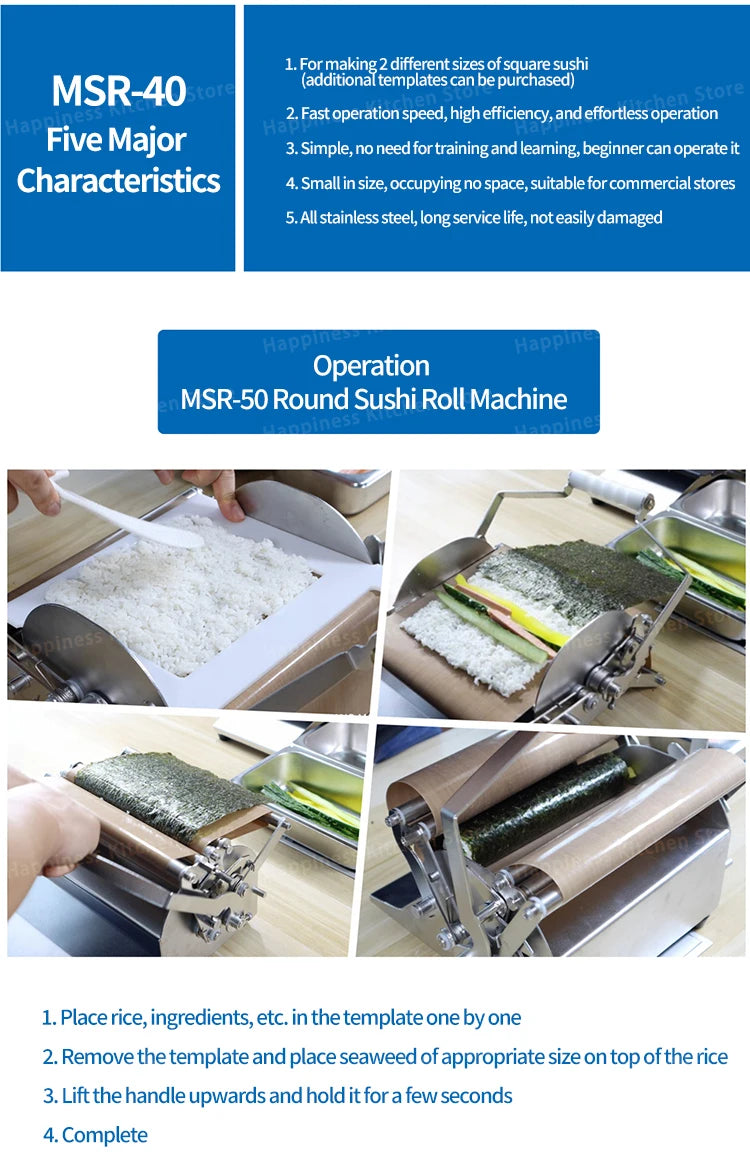 Commercial Sushi Roll Machine Manual Sushi Making Kit Professional Sushi Utensils Round/Square Sushi Maker