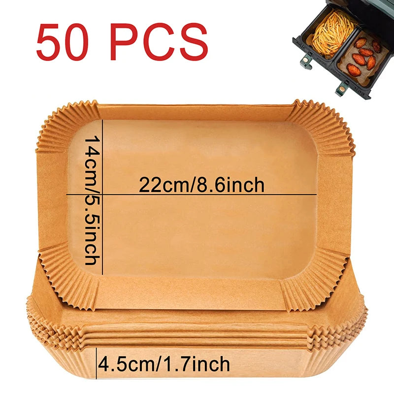 Rectangle Disposable Air Fryer Paper Non-Stick Airfryer Baking Paper Liner Oilproof Oven Pad Mat for Ninja Foodi DualZone Basket