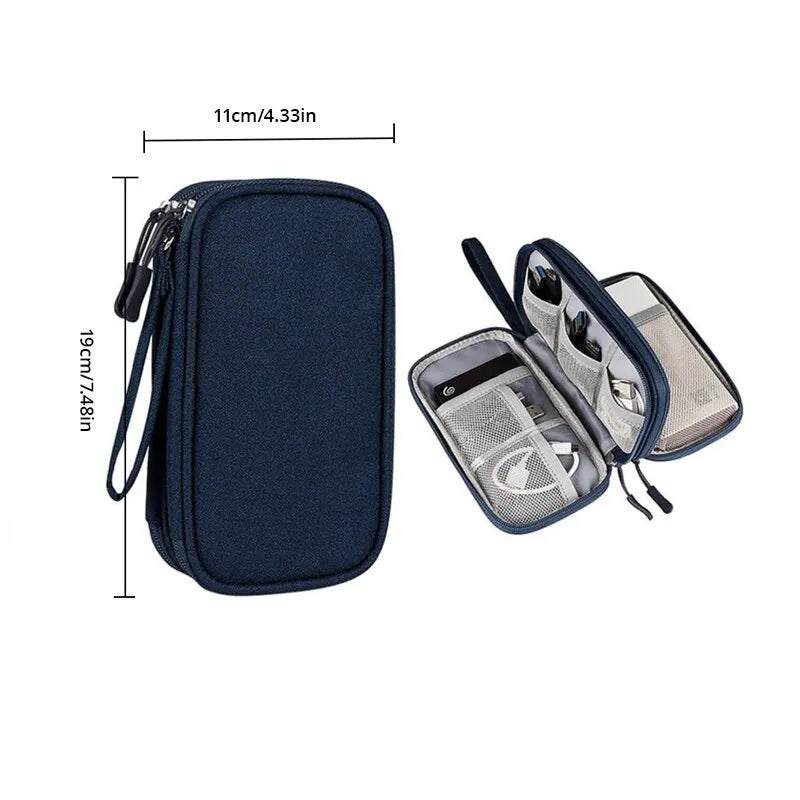 1pc Pink/Grey/Black/Navy Travel Portable Digital Product Storage Bag USB Data Cable Organizer Headset Charging Treasure Box Bag