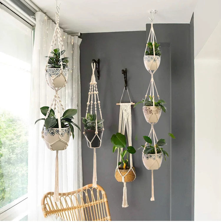 Artificial Plants Hanging Basket With Hook Macrame Plant Holder For Home Wedding Decor DIY Hanging Garland Fake Flowers Plant