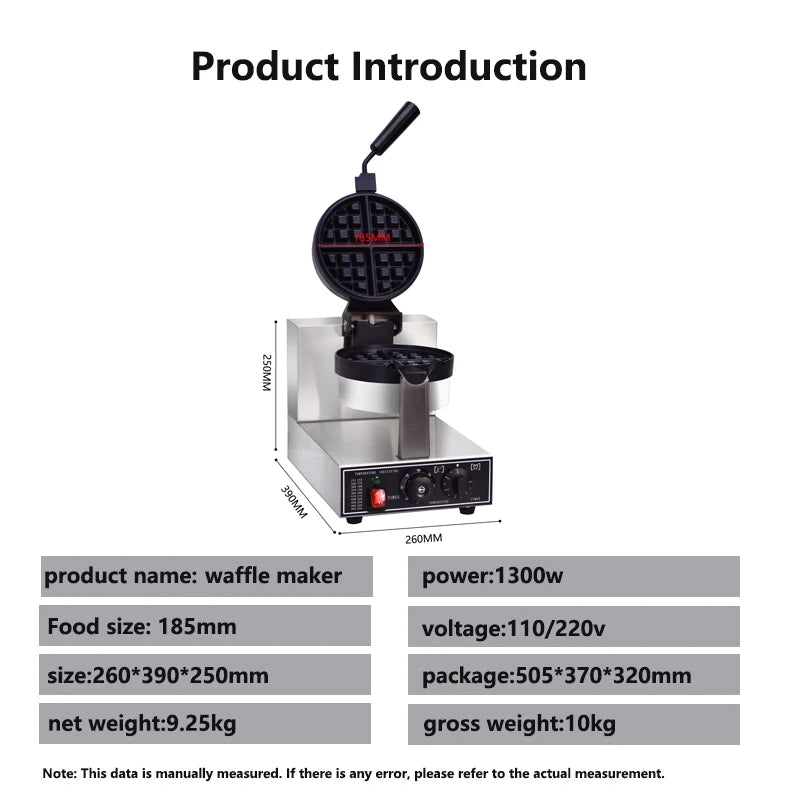 Commercial Waffle Maker Electric hodo sweets machine Baking Biscuit Machine Rotatable Head Egg Cake Maker 1300W 110-220v