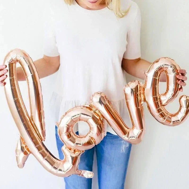 108cm Link LOVE Letter Foil Balloon Wedding Valentine's Day Anniversary Birthday Party Decoration Photo Props Air Globos Supplie