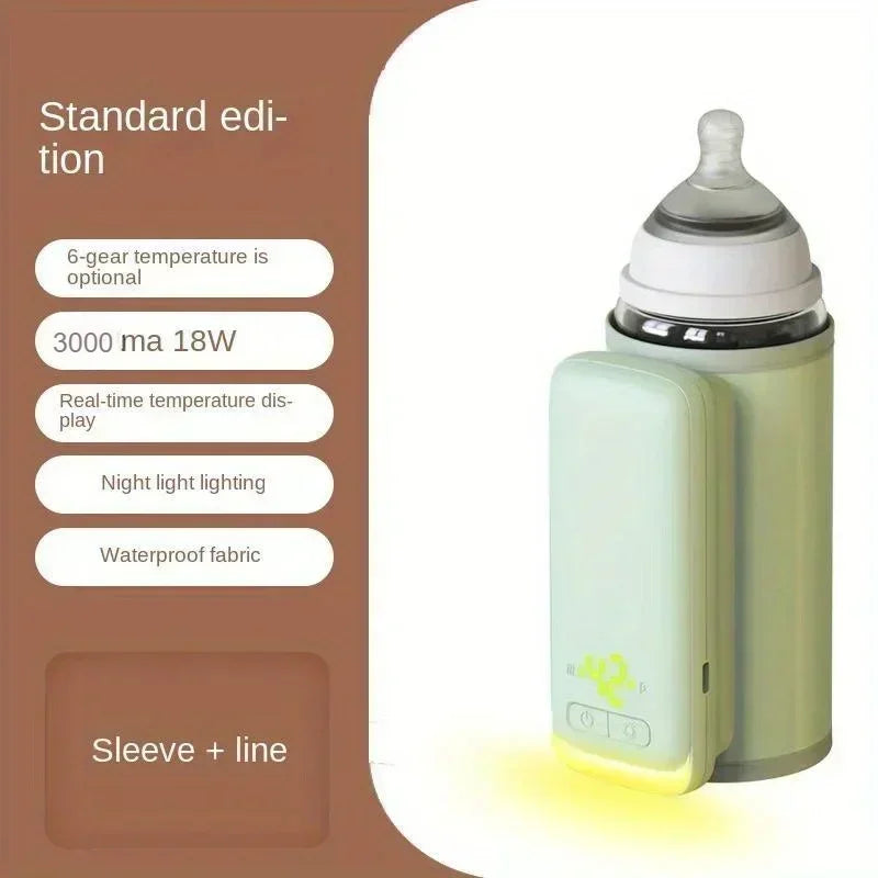 Rechargeable Baby Bottle Warmer 6Levels Temperature Adjustment with Temperature Display Breast Warmer Sleeve Feeding Accessories