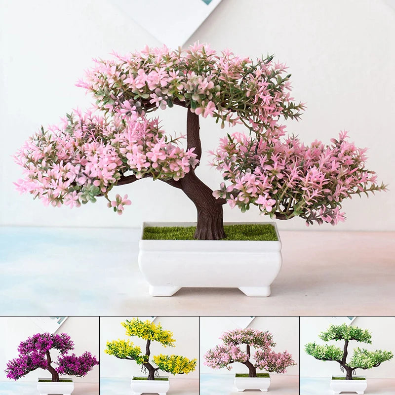 Artificial Plants Bonsai Small Tree Pot Fake Plant Flowers Potted Ornaments For Home Room Table Decoration Hotel Garden Decor