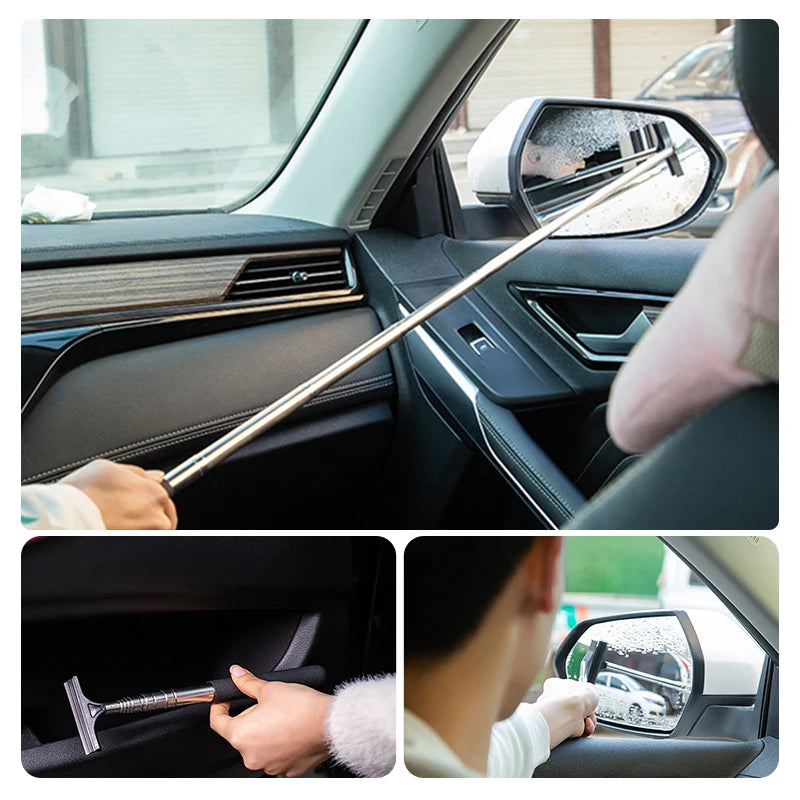 SEAMETAL Car Telescopic Rearview Mirror Squeegee Portable Rainy Glass Window Handheld Wiper Car Side Mirror Cleaning Tool