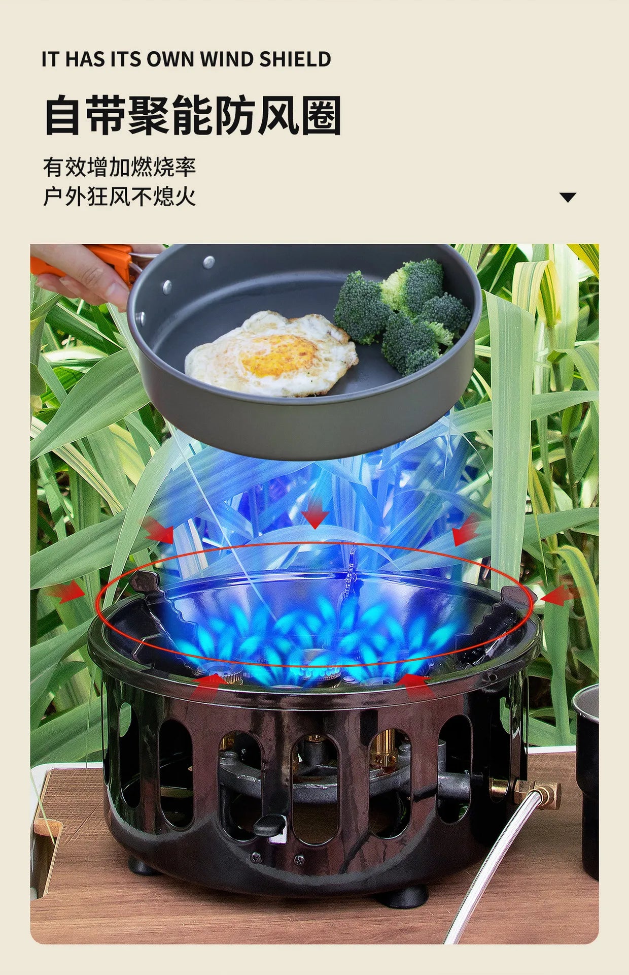 19800W 7-Core Camping Stove High-Power Strong Fire Portable Tourist Gas Burner Windproof Electronic Ignition Camping Equipment