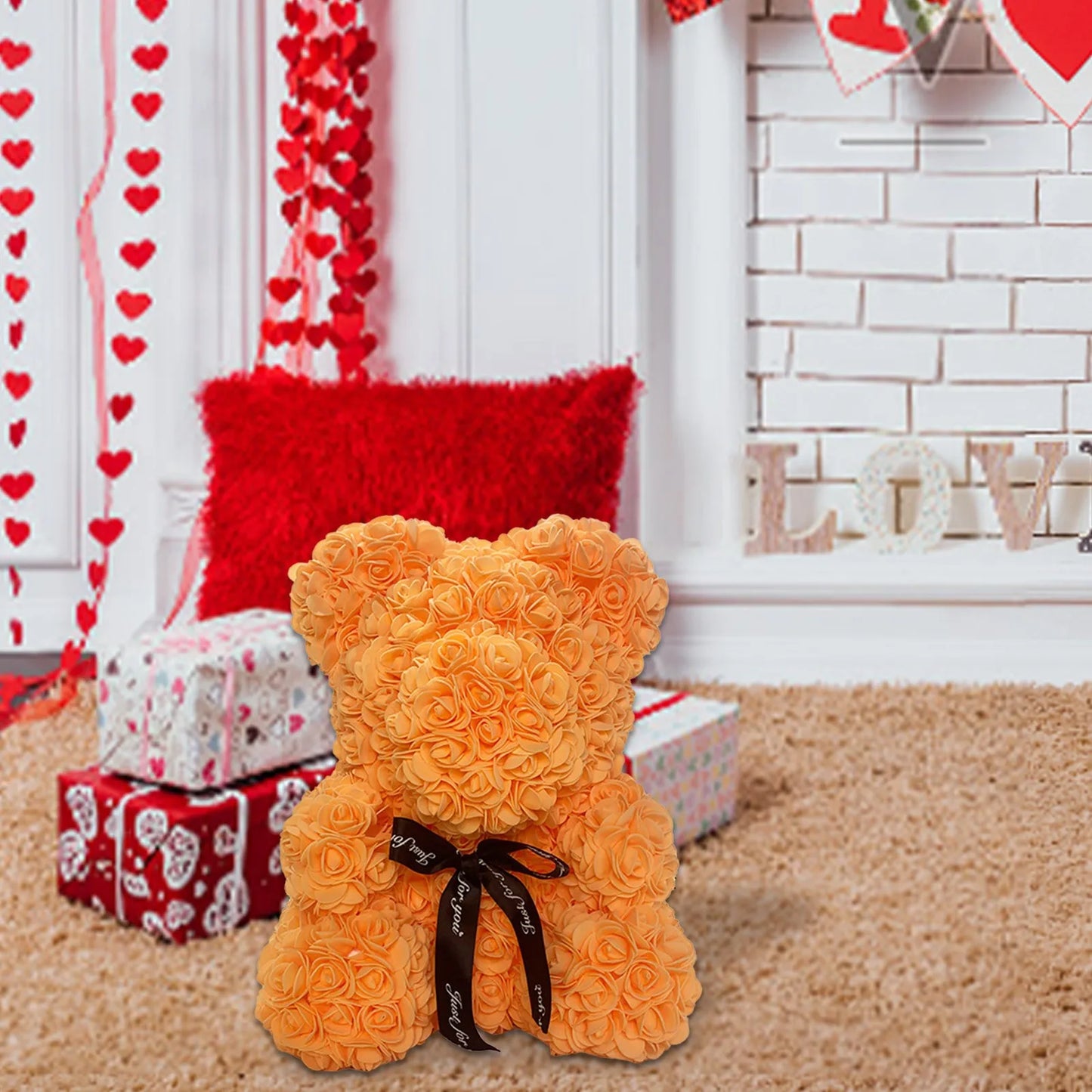 Rose Bear NEW Valentines Day Gifts 25cm Flower Bears Artificial Floral Decorations Mother' DAY Gift For Girlfriend Festival And