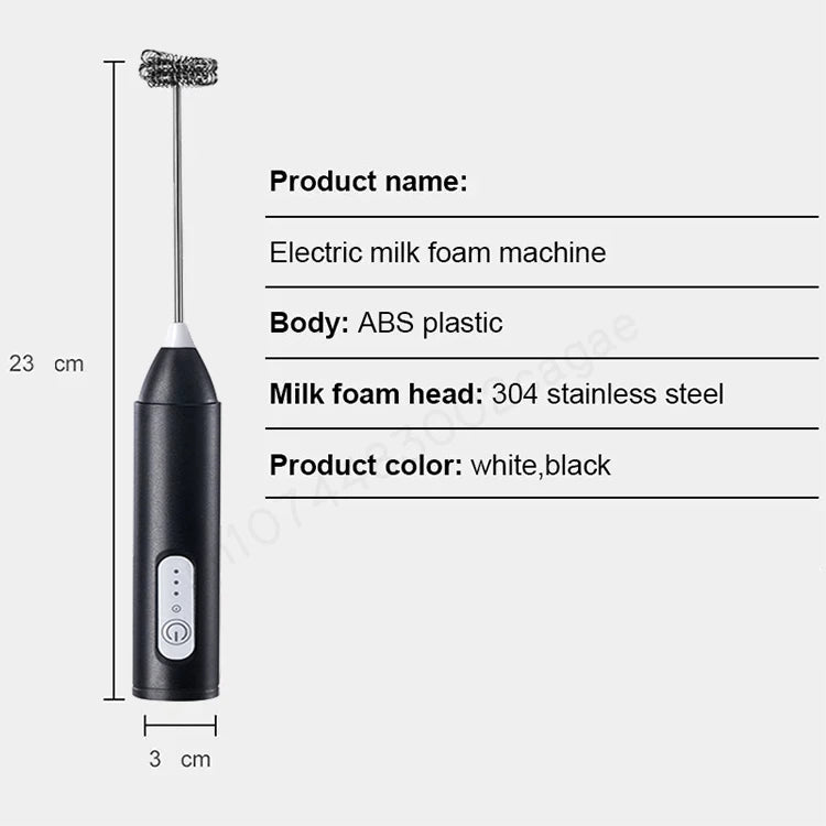 Wireless Milk Frother Electric Type-C Handheld Blender Stainless Steel Mini Coffee Maker Whisk Mixer For Coffee Cappuccino Cream