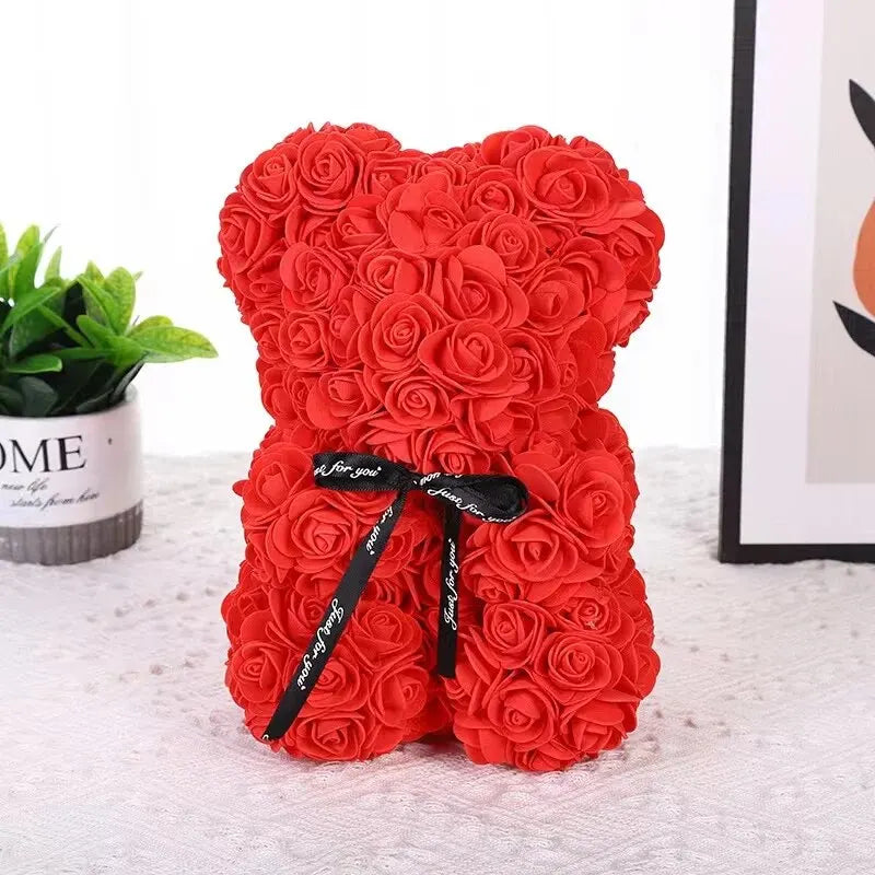 Rose bear teddy bear, 25cm flower bear teddy bear, Valentine's Day Gift, Christmas gift, birthday gift, party gift