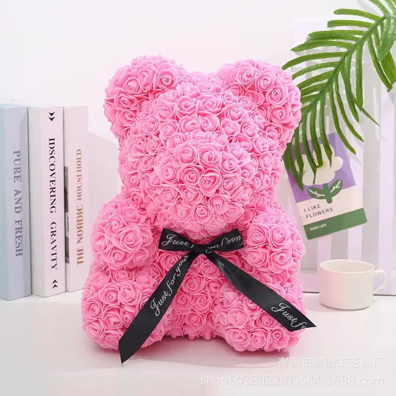 Rose bear teddy bear, 25cm flower bear teddy bear, Valentine's Day Gift, Christmas gift, birthday gift, party gift