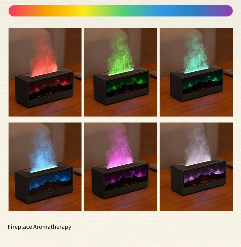 Creative Fireplace Air Humidifier Dynamic Flame Fireplace Aromatherapy Diffuser with Timer Remote Control Essential Oil Diffuser